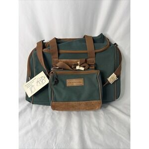 Vtg Outbrook Duffel Bag Set Green Canvas Suede Detachable‎ Travel Organizer NEW
